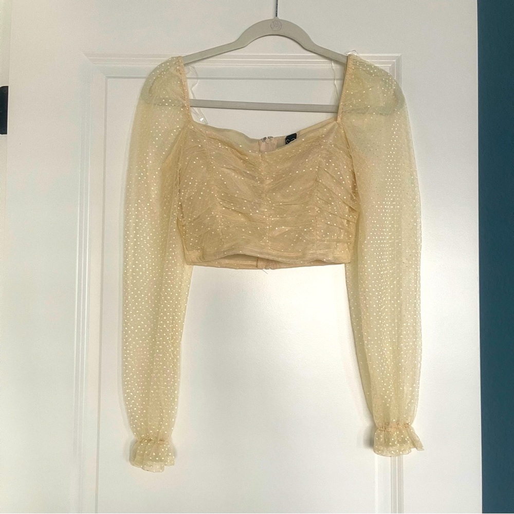 Cream Long Sleeve Lace Top